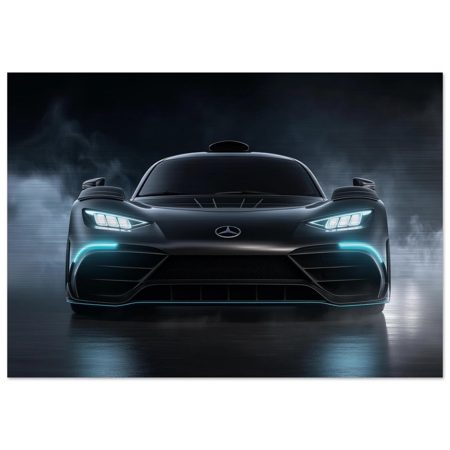 Mercedes AMG supercar on brushed metal