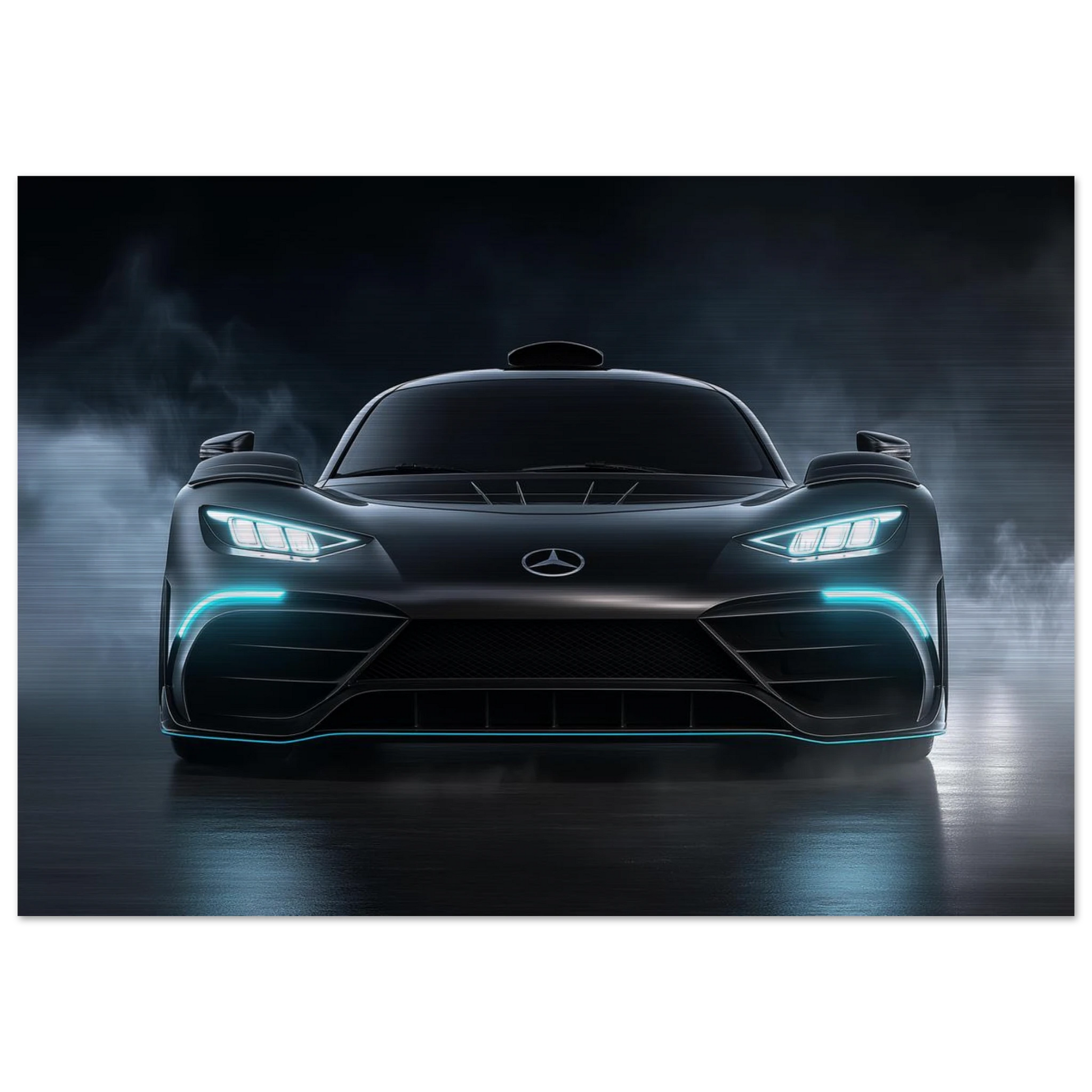 Mercedes AMG supercar on brushed metal