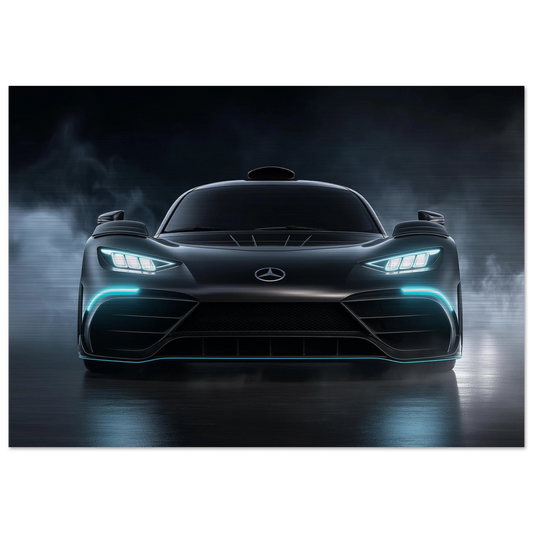 Mercedes AMG supercar on brushed metal