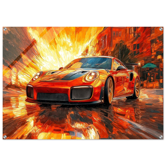Abstract Porsche on acrylic 