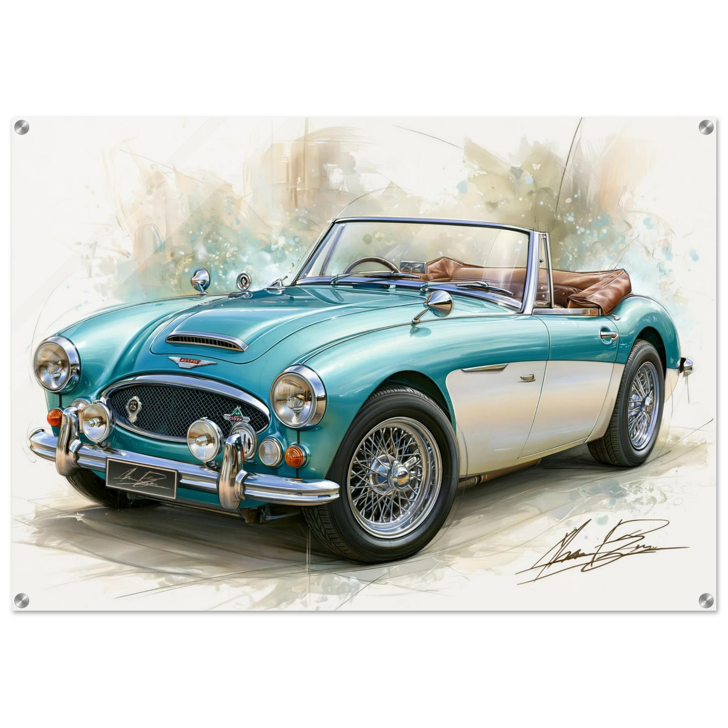 Austin Healey 3000 in blue and white