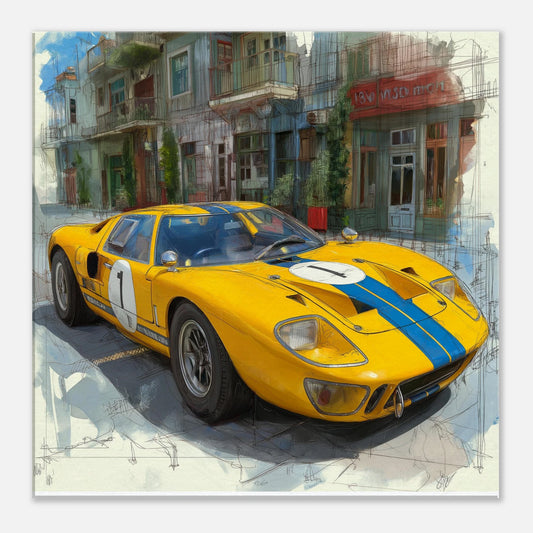 Yellow Ford GT40 racer
