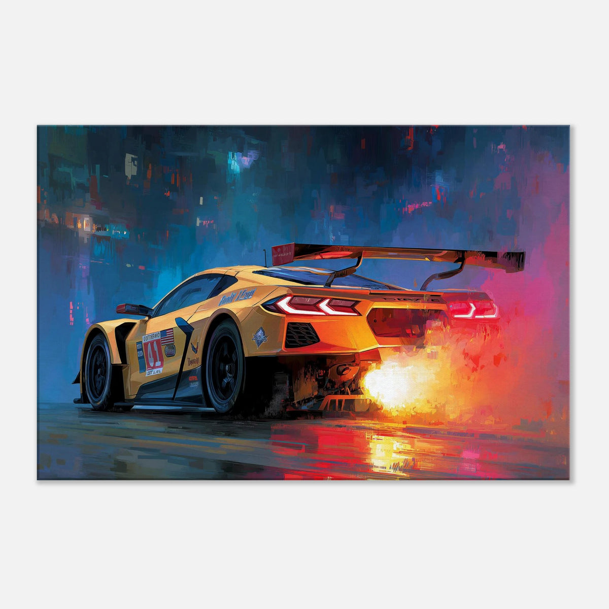 Corvette C8.R racing canvas print – modern motorsport wall art