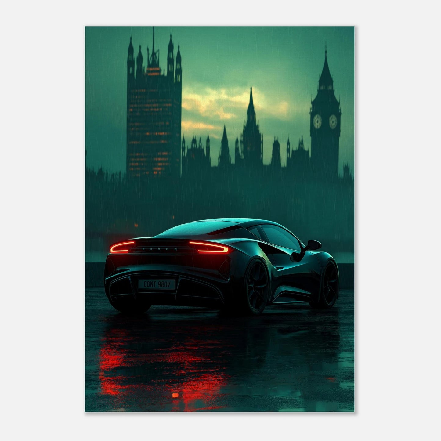 Lotus Emira London skyline at dusk