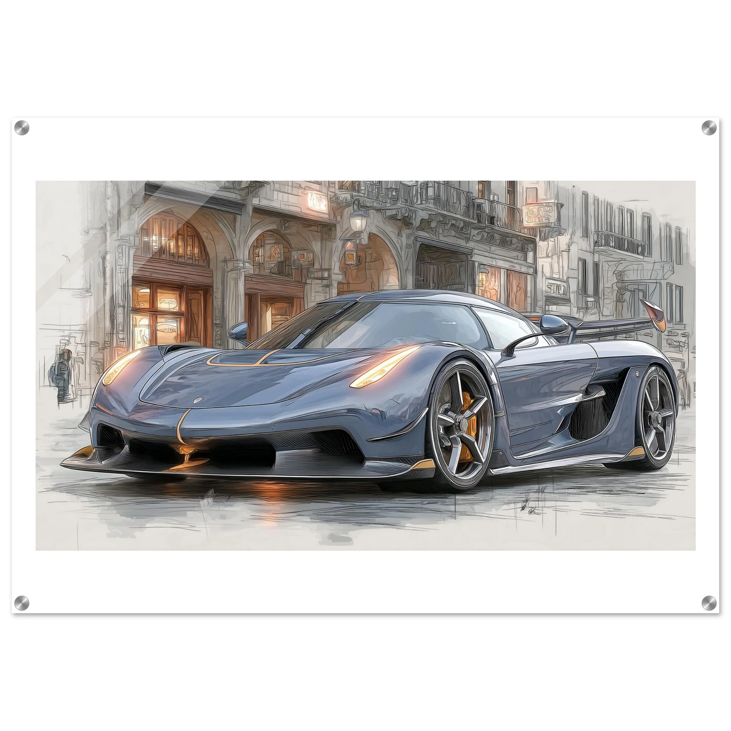 Blue Koenigsegg Jesko on acrylic