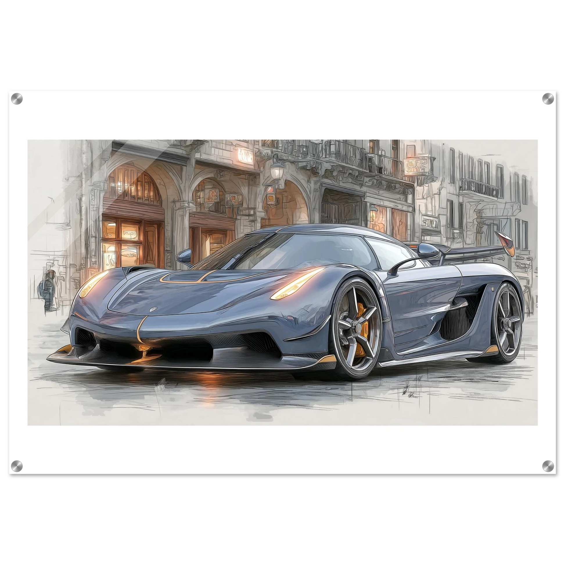 Blue Koenigsegg Jesko on acrylic
