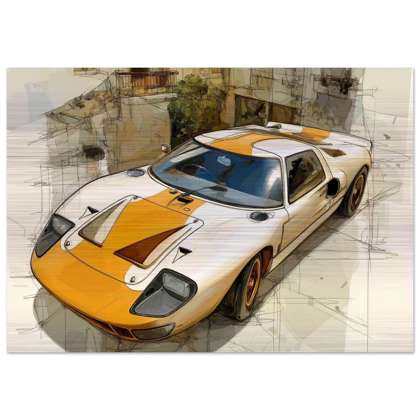 White and gold Ford GT40 