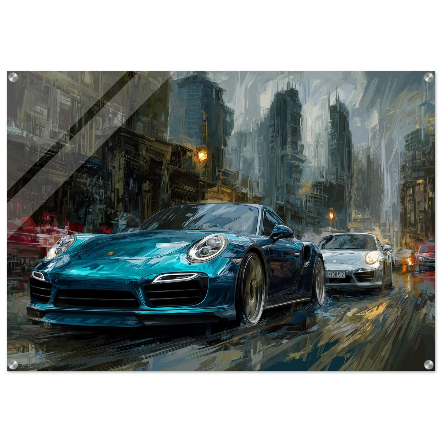 Blue Porsche abstract